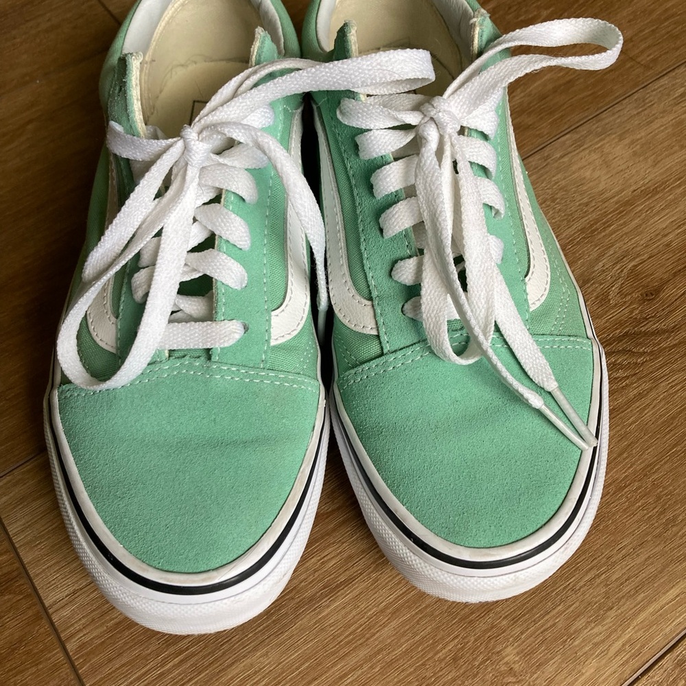 Vans Mint Green and White Sneakers